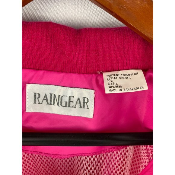 Vintage Raingear Pink Windbreaker Jacket Nylon Drawstring Waist Ventilated Size - Picture 6 of 6